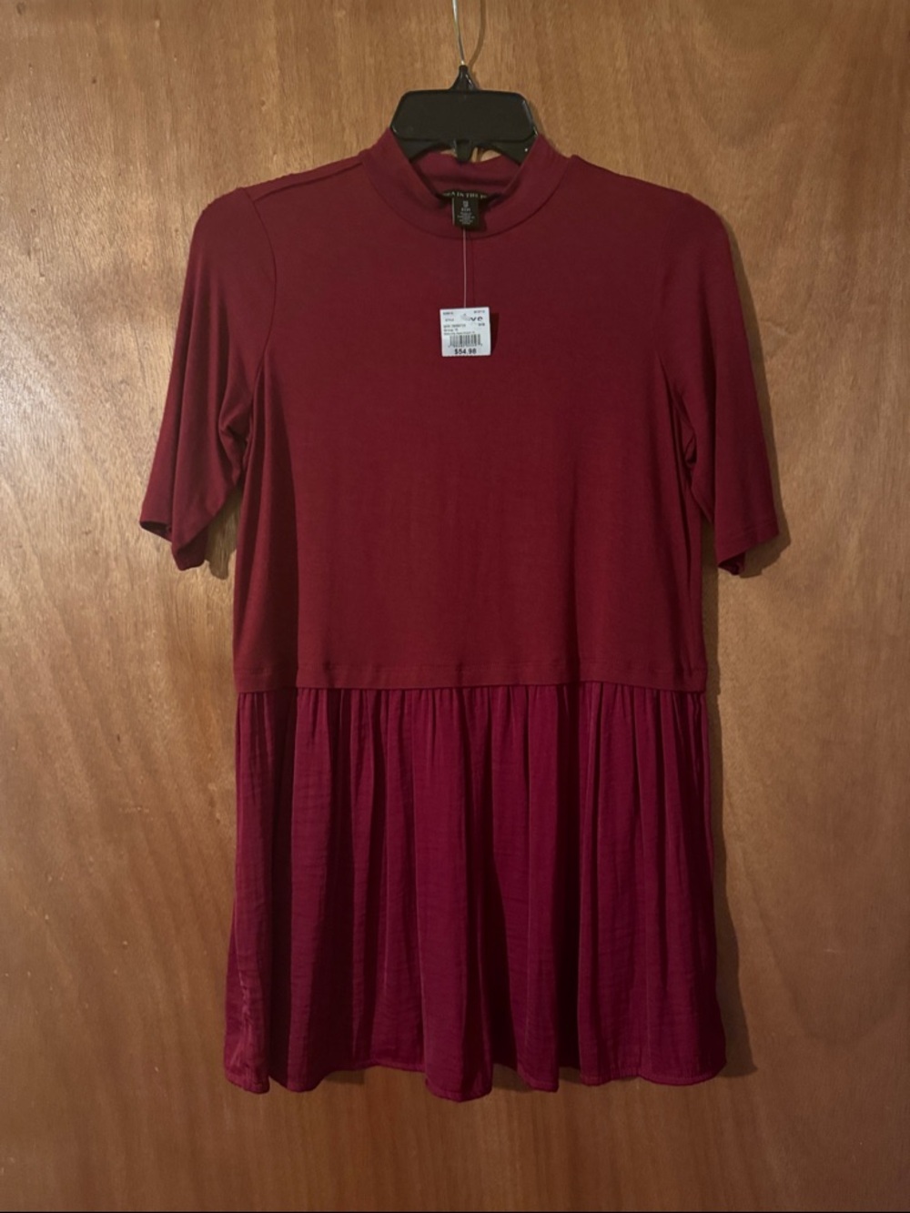 A Pea in the Pod Mock Neck Short Sleeve maternity top in Burgundy (OLCC)